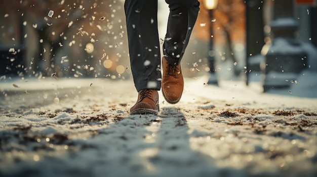 walking in the snow