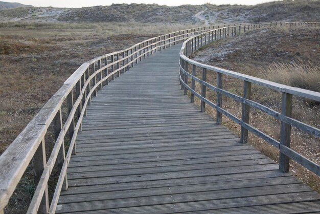 Walkway at Doninos Beach in Ferrol, Galicia, Spain