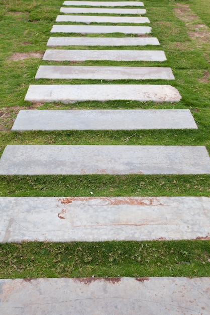 Walkway on green grass