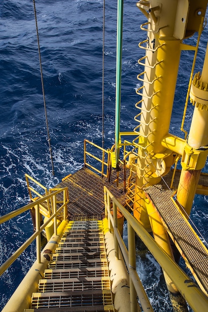 Walkway offshore industry oil and gas production petroleum\
pipeline.