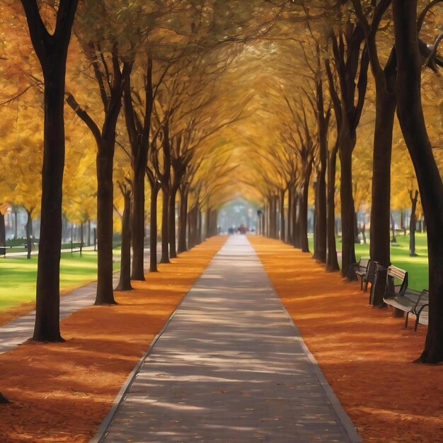 Walkway in park blurred background