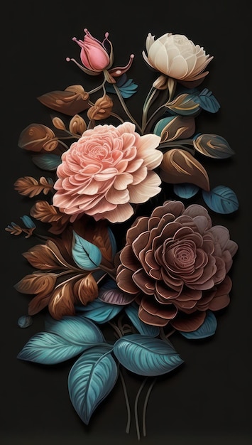 Wall Art Blossoms Exploring Variations of Roses and Carnations