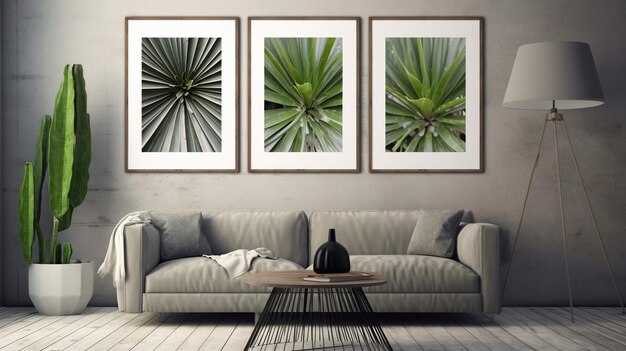 Wall art prints en lijsten met planten generatieve ai