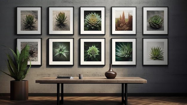 Wall art prints en lijsten met planten generatieve ai
