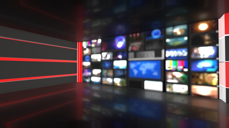 Foto wall background_television screens_used nieuws studio achtergrond