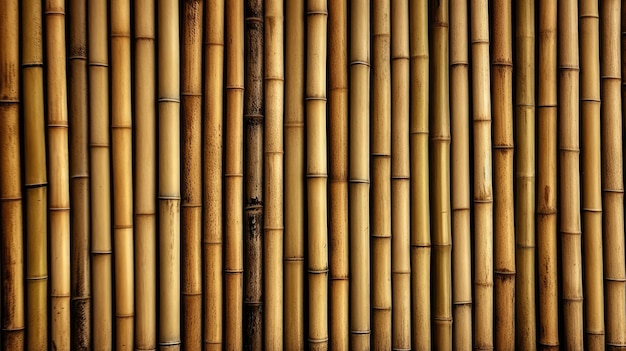 A wall of bamboo that has a hole in it that says bamboo.