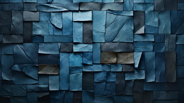 A wall of blue and black tiles