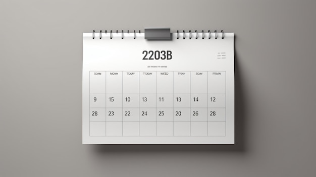 Wall calendar isolated on gray background 3D