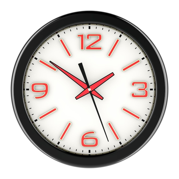 Wall clock front view 3D rendering