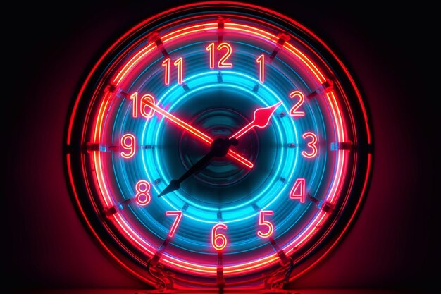 Foto orologio da parete con effetto neon