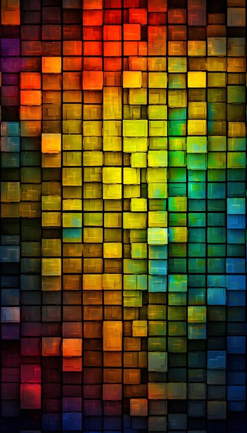 a wall of colorful squares