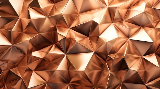 A wall of copper triangles with the word gold on the top