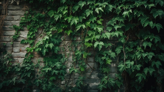 A wall covered in vines and green leaves generative ai