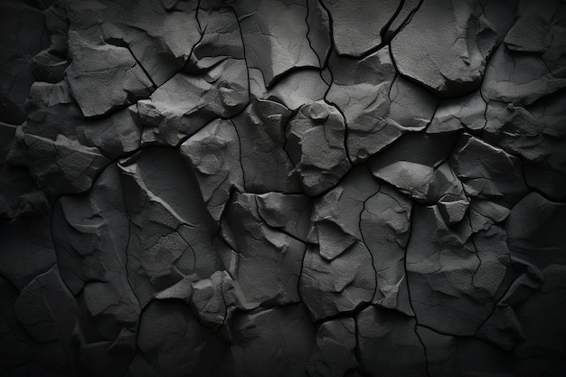 a wall of cracked black stones with a hole in the middle.