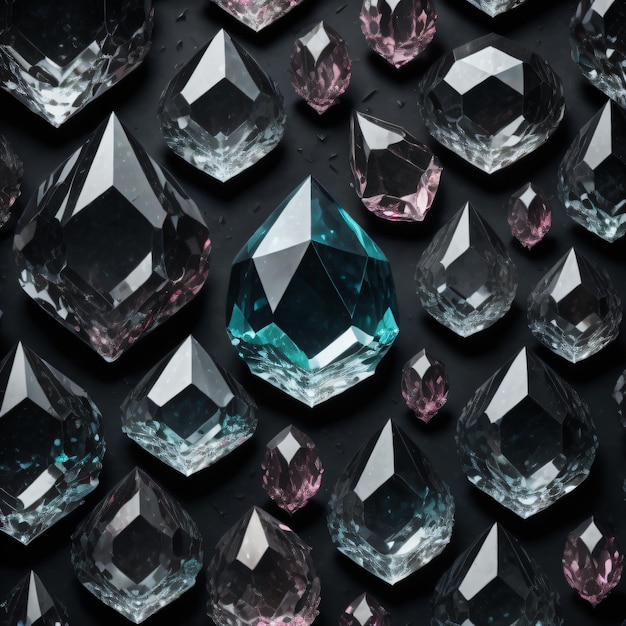 A wall of crystal gems with a diamond on it