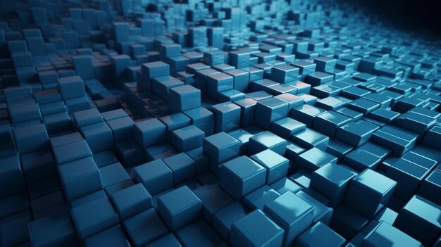 A wall of cubes that are blue