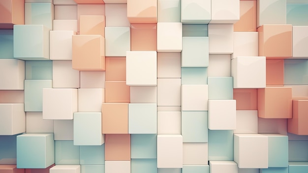 a wall of cubes with different colors and shapes.