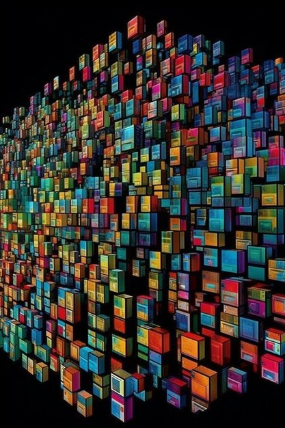 Foto un muro di cubi con molti colori sopra