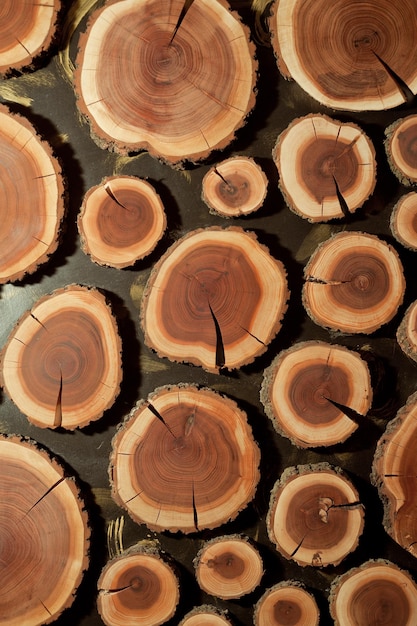 Wall decoration with wooden rings