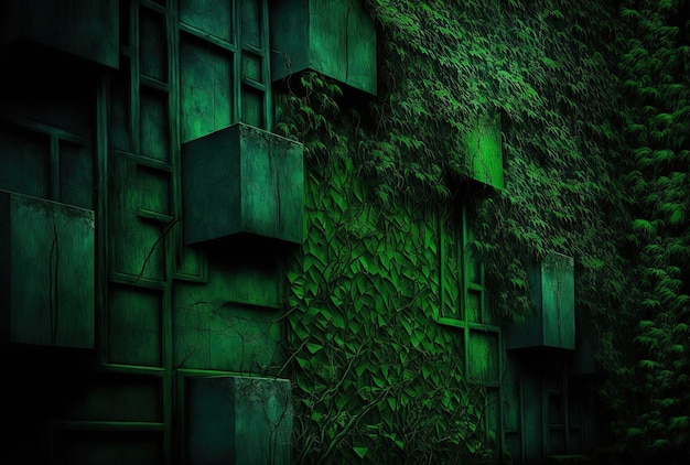 Wall of deep green