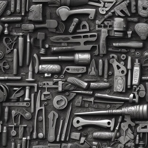 A wall of different tools including a wrench, and a word " carburetor ".