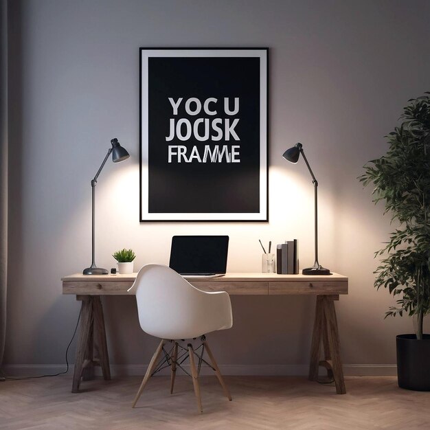 Wall Frame Mockup In A Elegant Office