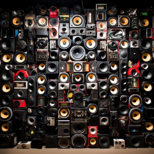 Wall full of speakers