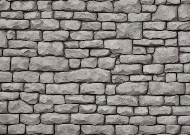 A wall of gray stone bricks with a rough texture.