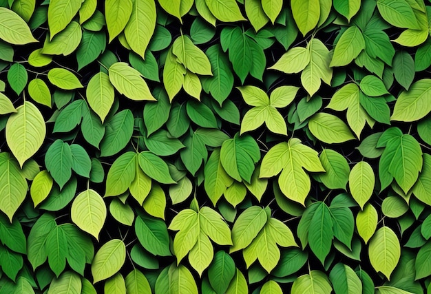 ツタと書かれた緑の葉の壁