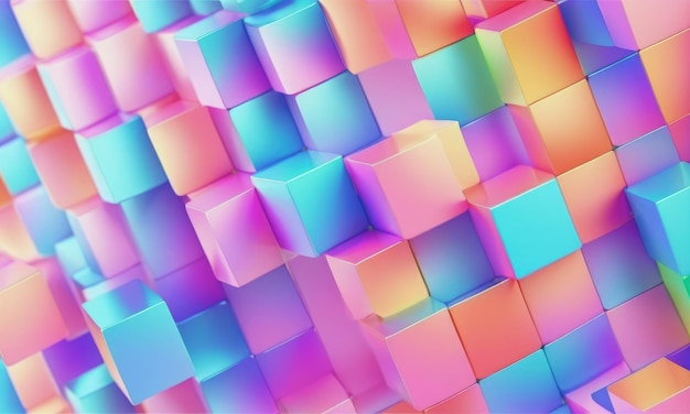 Wall of grid cubes gradient background