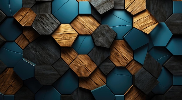 a wall of hexagons with different colors