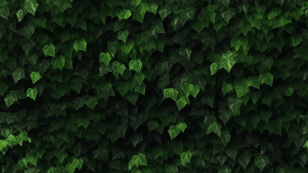 A wall of ivy with green leaves