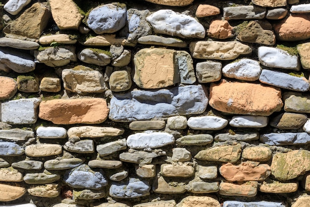 Wall laid out of natural frame. stone texture. High quality photo