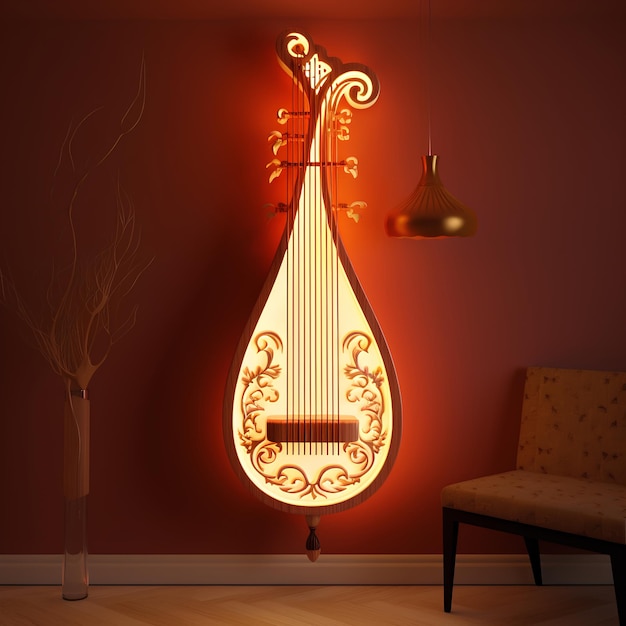 Photo wall lamp guzheng shape