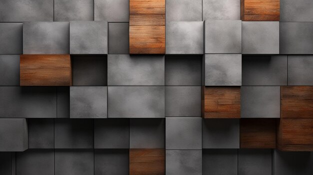 A wall made of cubes of different materials