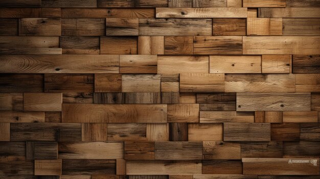 A wall made from a mix of wood