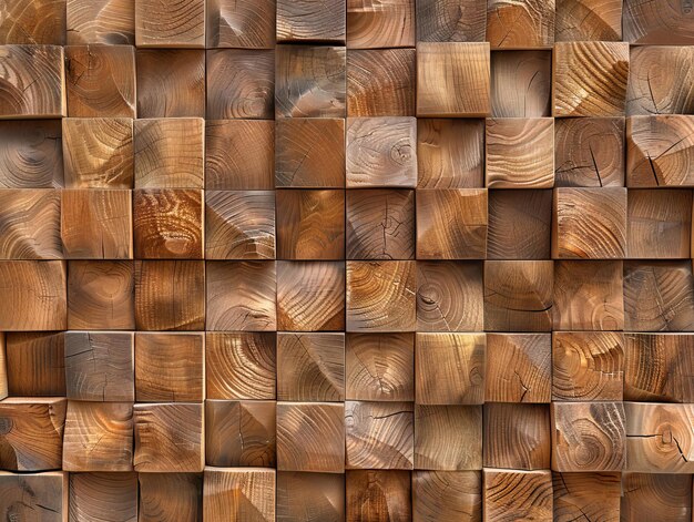 A wall made of wood blocks