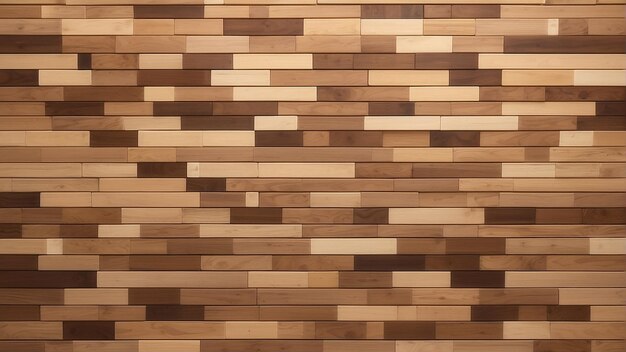 A wall made of wooden planks in various shades of brown