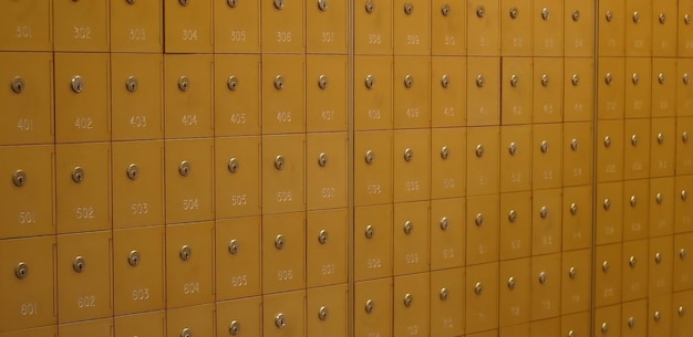 Photo wall of mailboxes with locks