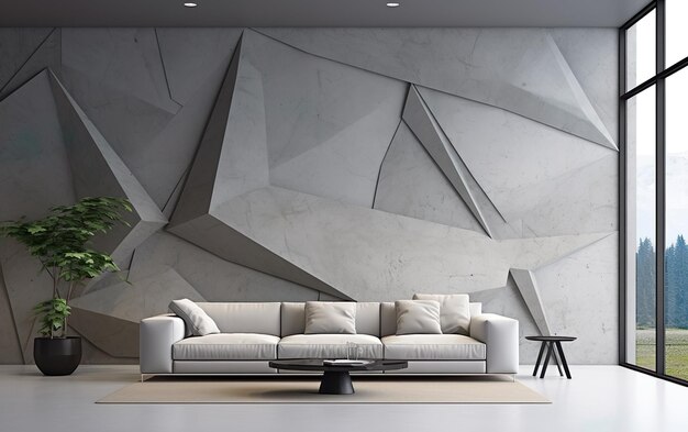 Wall mock up interior Wall art 3d rendering