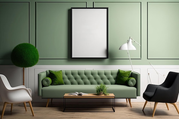 Wall mockup for a contemporary living room