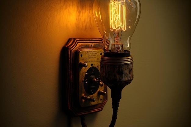 Photo wall mounted vintage electrical lamp from the early 2000s