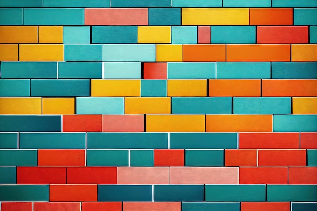 Wall of multicolored brick colored abstract background