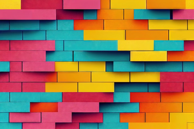 Wall of multicolored brick colored abstract background