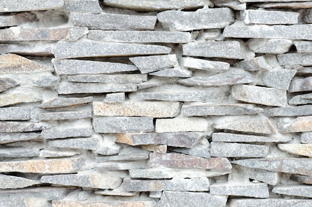 Wall of natural gray stones. Close up