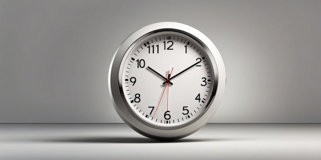 Wall office clock with black and red hands and white dial