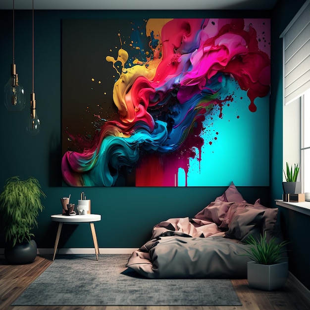 Wall painting abstract wallpaper realistic image Ai generated art