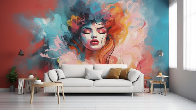 Wall painting mock up photo bright colors