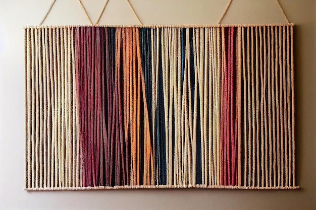 Wall panel in the style of Boho made of cotton threads in natural color using the macrame technique for home decor and wedding decoration Beautiful boho macrame wall panel will add a cozy atmosphere