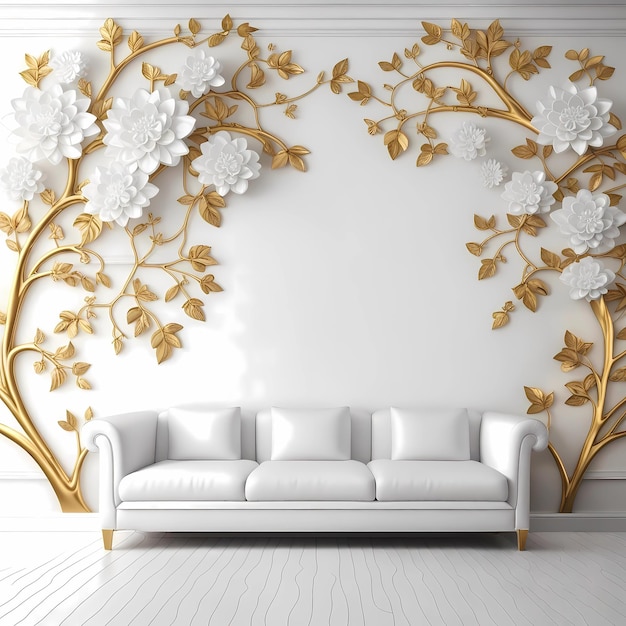 Wall panels classic interior flower